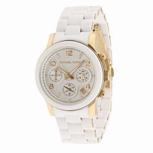 MICHAEL KORS RUNWAY Chronograph White Silicone & Gold Stainless Steel Watch